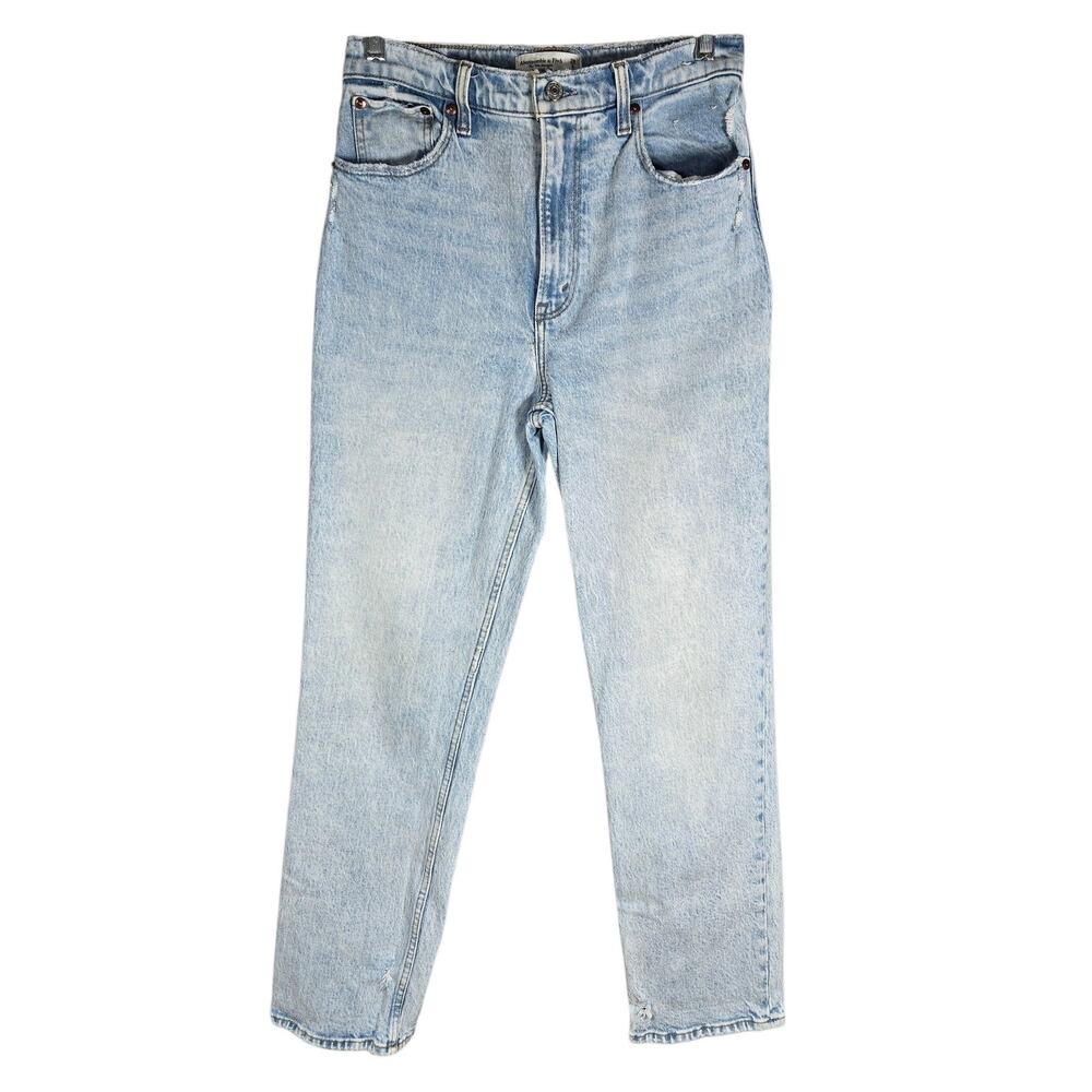 Abercrombie & Fitch 90s Straight Jeans Womens 6 Light Wash High Rise Distressed
